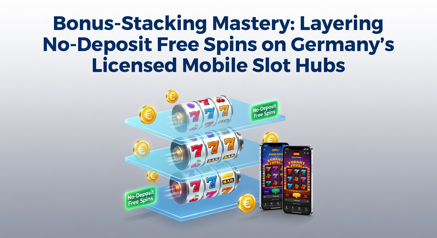 Smartphone mit leuchtenden Slot-Maschinen und gestapelten Bonus-Symbolen auf einem deutschen Mobile-Casino-Hintergrund