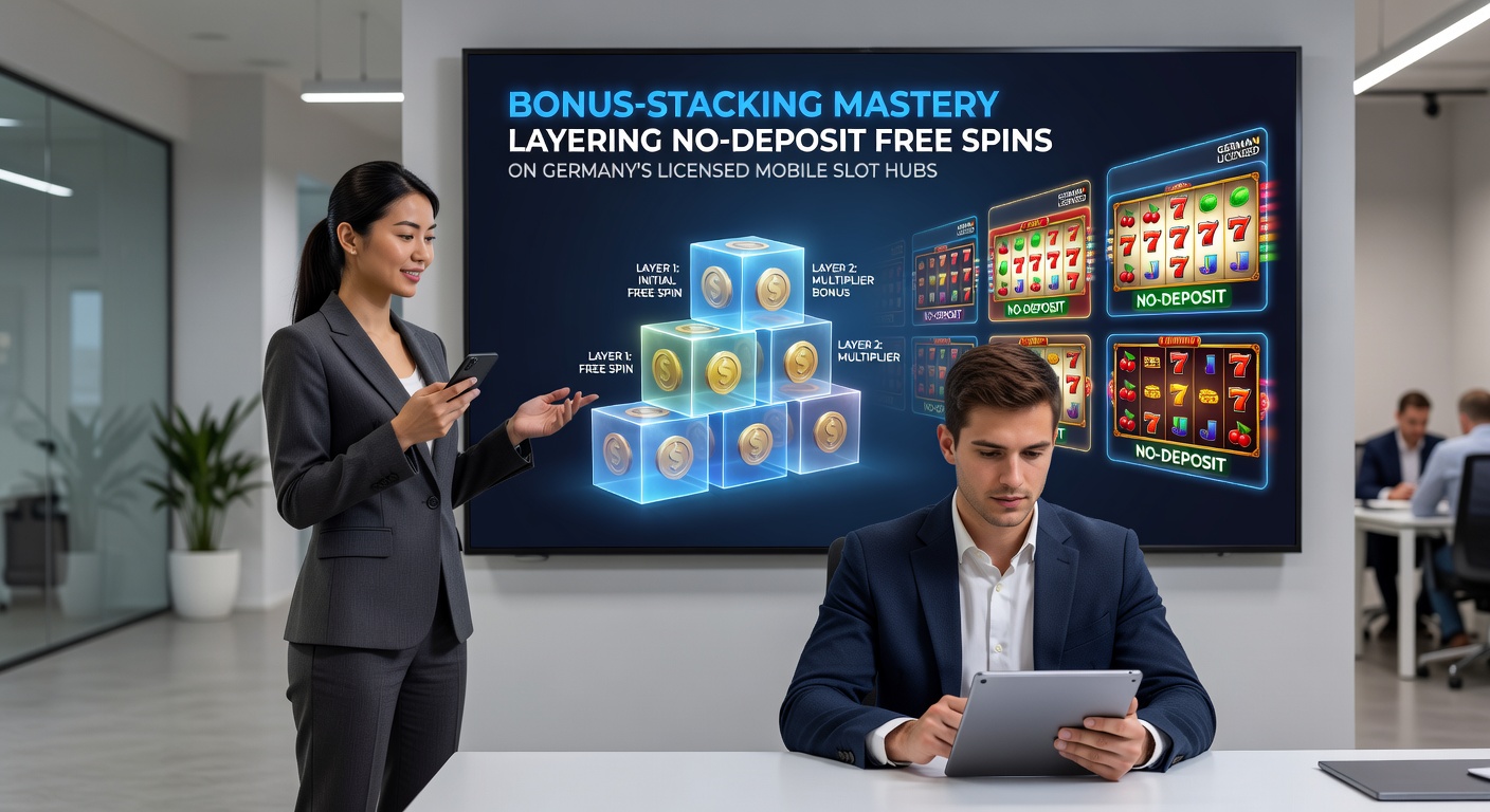 Gestapelte Bonus-Chips und Free-Spin-Symbole auf einem modernen Smartphone-Bildschirm mit deutschen Casino-Apps