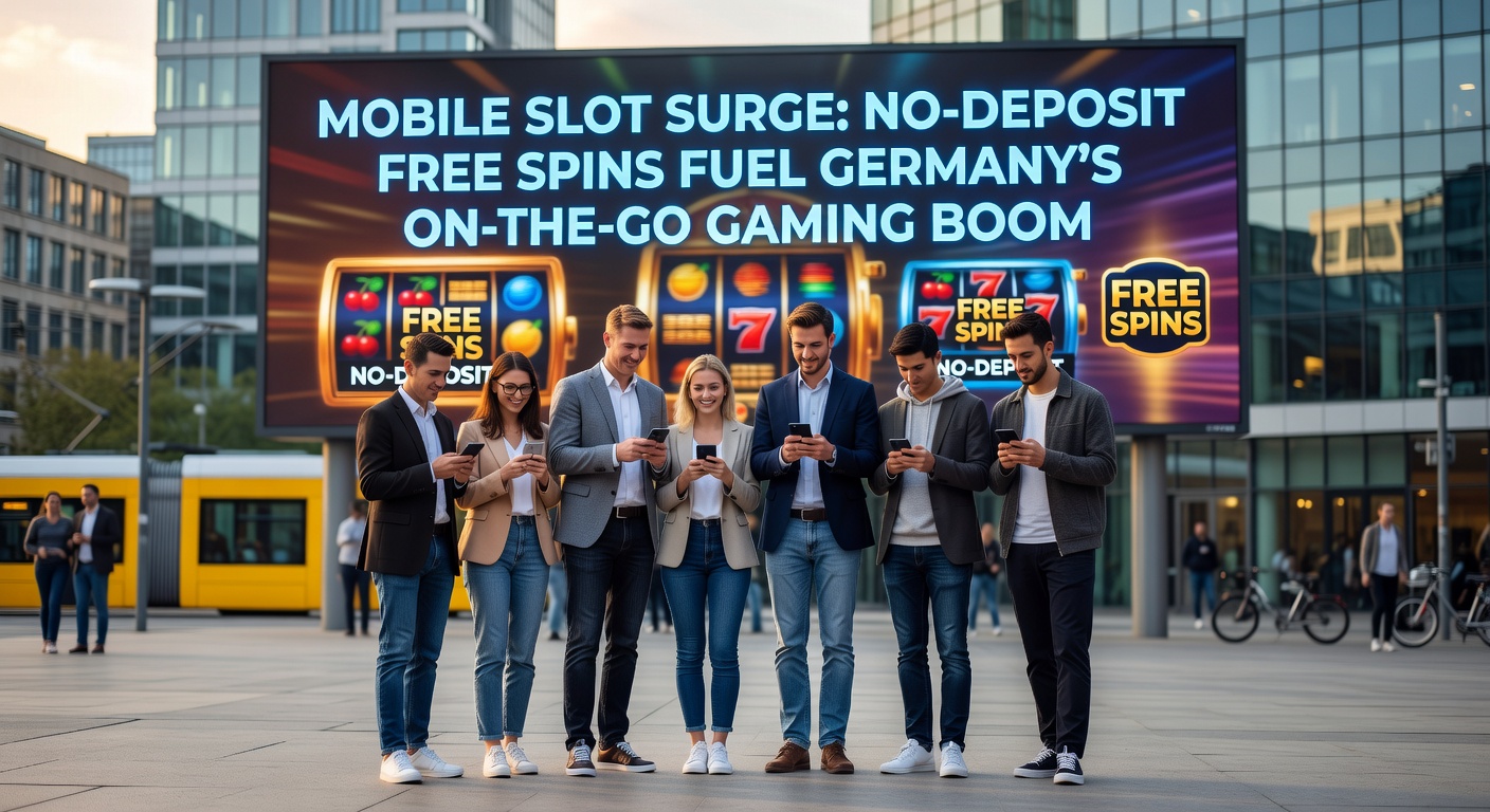 Smartphone mit bunten Slot-Maschinen auf dem Display, das den mobilen Gaming-Boom in Deutschland symbolisiert